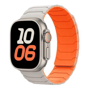 Imagem de Pulseira magnética para Apple Watch série 10/9/8/7/6/5/4/3/SE/2nd/Ultra2 de 49 mm, 46 mm, 45 mm, 44 mm, 42 mm, 41 mm, 40 mm, 38 mm, 48 mm, 40 mm, pulseira de silicone esportiva para Apple Watch Series