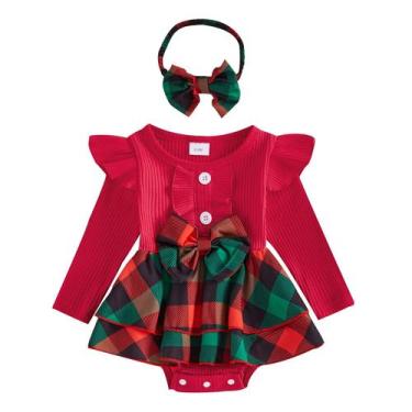 Imagem de Roupa de Natal MozikQin Newborn Romper Dress para menina