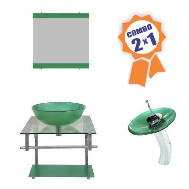 Imagem de Combo 2 em 1 - Gabinete 45cm Polônia + Torneira Ibiza - EKASA, Verde
