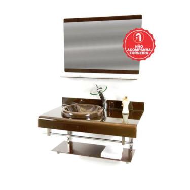 Imagem de Gabinete de Vidro 90cm para banheiro Alemanha - EKASA, Marrom