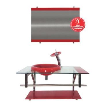 Imagem de Gabinete de Vidro 80cm para Banheiro Letónia - EKASA, Vermelho Ferrari