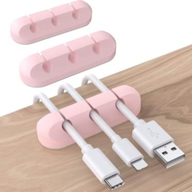 Imagem de Pacote com 3 suportes organizadores de cabos, adesivo forte Costop, gerenciamento de cabos de mesa, organiza cabos de carregamento de telefone, organizador de fios perfeitamente para casa, escritório