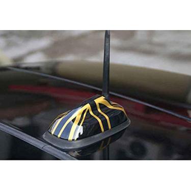 Imagem de SHIFENG Para BMW MINI Cooper Clubman Countryman F55 F56 antena de sinal de rádio de carro decoração shell adesivo capa 3D (preto + dourado)
