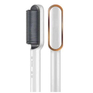 Imagem de Escova Alisadora Modeladora Elétrica Bivolt Branca - Hair Straightener