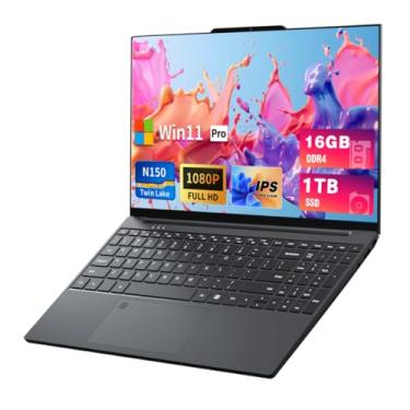 Imagem de DUNHOO Processador N150 de 16 GB SSD de 1 TB, suporta teclado retroiluminado com abertura de ângulo de 180, desbloqueio de impressão digital, Win 11 Pro