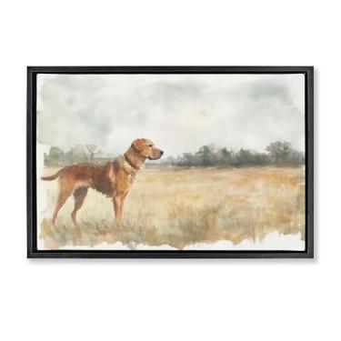 Imagem de Stupell Industries Retriever Dog in Open Field Black Framed Floater Canvas Wall Art, design by Petal Prints Design, 17 x 25