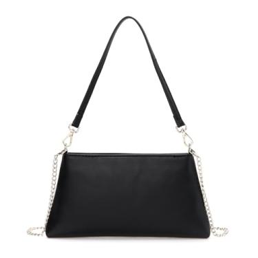 Imagem de Valleycomfy Bolsa feminina clutch feminina de couro PU bolsa de ombro para festa/casamento/coquetel/formatura/clube, Preto