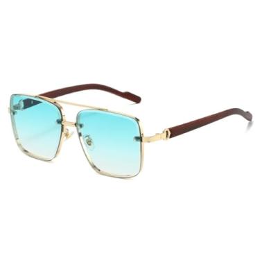 Imagem de HCHES Óculos de Sol Retrô Fashion Masculino Feminino com Armação Metálica (Verde Degradê)