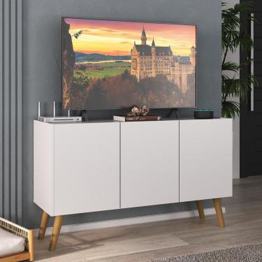 Imagem de Rack Retrô Para Tv Até 32 Polegadas Com 3 Portas Multimóveis Mp1067 Branco/natural