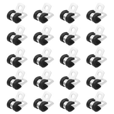 Imagem de HARFINGTON 20 braçadeiras de aço inoxidável de 8 mm (5/40.6 cm) grampos de conduíte acolchoados de borracha clipes de alça para instalação doméstica industrial automotiva fio de tubulação