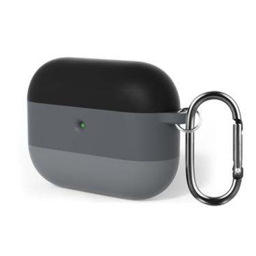 Imagem de GANGANPRO Compatível com Air-Pods Pro 3 (2025) Capa de silicone gradiente, capa protetora de silicone macio com acessórios de chaveiro para mulheres e homens - preto gradiente