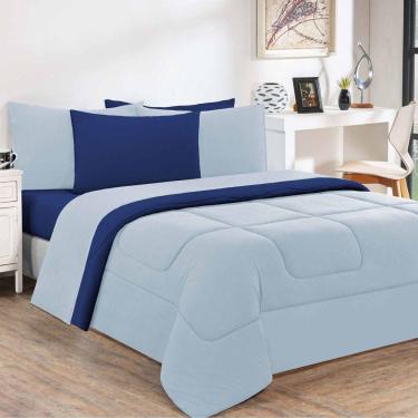 Imagem de Edredom Malha 100% Algodão Gran Moratta 1 Peça Solteiro - Azul Bebê-azul Royal.