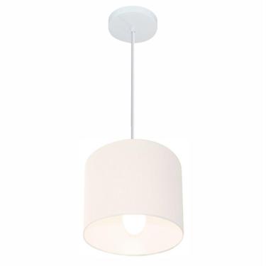 Imagem de Lustre Pendente Cilíndrico Md-4046 Cúpula Em Tecido 18x18cm Branco - Bivolt