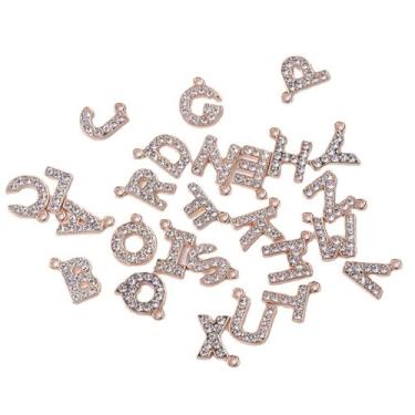 Imagem de ARTISAMILY 26 peças pingentes de letra cristal strass turquesa natural letra A-Z pingente brincos berloques mini alfabeto colar pingentes pulseira de metal pingente pingente enfeite para fazer joias