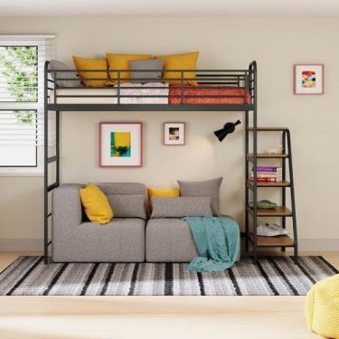 Imagem de Cama Alta em Ferro Aço Carbono Tubular Teko Casatema MadeiraOriginals