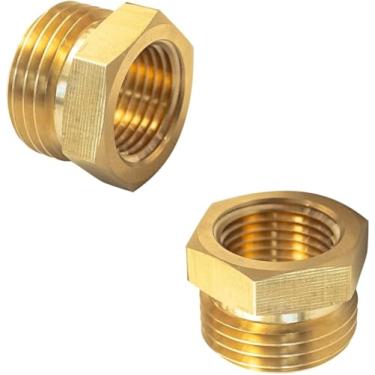 Imagem de 2 peças 57480-1208 encaixe de mangueira de jardim de latão, conector adaptador de tubo, 3/10.2 cm GHT macho * 1/5.1 cm NPT fêmea peças de mangueira de jardim para conectores, conectores de mangueira e