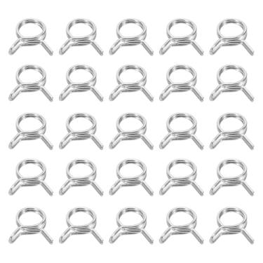 Imagem de HARFINGTON Clipes de mangueira de linha de combustível de fio duplo 9,5 mm ID 9,5-11 mm OD, 25 peças de clipes de mola de tubo de aço inoxidável variados para mangueira de ar, tubo de água