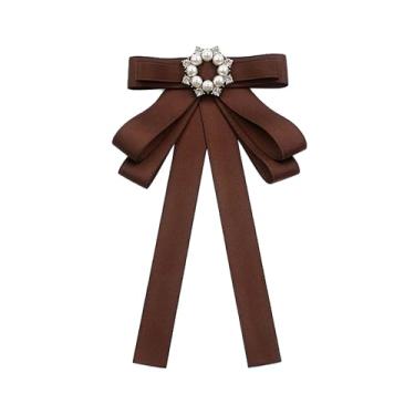 Imagem de QERPON Gravata marrom café moda uniforme escolar laço gravata cor sólida para camisa feminina