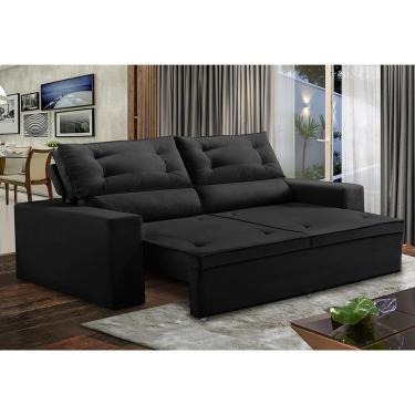 Imagem de Sofá Retrátil e Reclinável 3 lugares com Molas 1,80m Laisa Suede Preto Madelina Decor