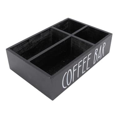 Imagem de Asixxsix Organizador de Bancada para Estação de Café, Organizador de Bancada em Madeira 30cm x 20cm x 8cm, Estação de Bar de Cápsulas de Café de Fácil Manutenção (Preta)