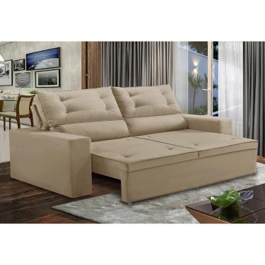 Imagem de Sofá Retrátil e Reclinável 3 lugares com Molas 1,80m Laisa Suede Bege Madelina Decor