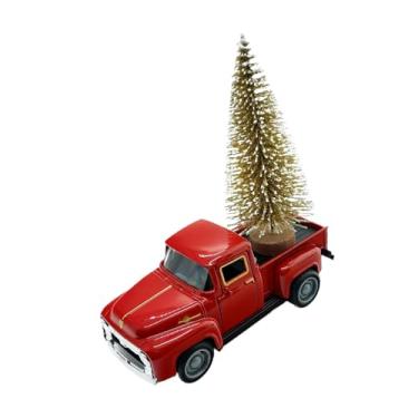 Imagem de XLWLLNJ Estátua de caminhão em forma de árvore de Natal, enfeite de mesa, estatueta natalina artesanal em resina, liga metálica e madeira para quarto, mesa de, Árvore de Ouro