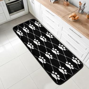 Imagem de 2 x tapete de corredor de 1,8 m lavável antiderrapante tapete de entrada macio tapetes de cozinha para piso para corredores entrada cozinha banheiro lavanderia quarto decoração de casa branco preto