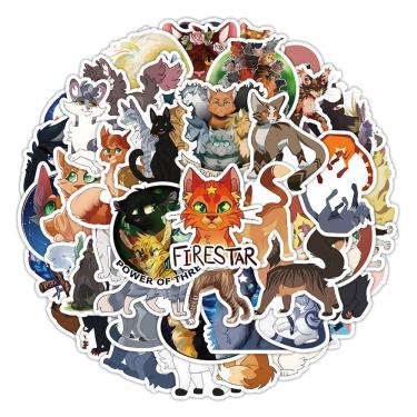 Imagem de Pacote de adesivos Warriors Cats Anime 50 unidades decorativas de 4 a 7 cm