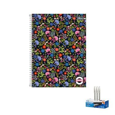 Imagem de Kit Caderno Capa Sortidas 20M 320F Tilibra Caneta Trigel Branca 0.8mm Caixa 12 Unidades Grampeador Metallic C-15