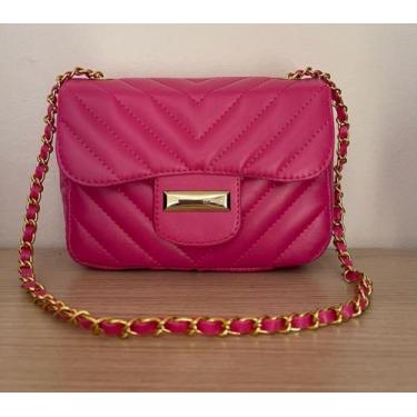 Imagem de Bolsa bag feminina ombro pequena transversal alça corrente reforçada -