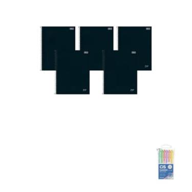 Imagem de Kit Caderno Universitário Tilibra 80 Folhas + Caneta Esferográfica Pote 24 Unidades + Marca Texto Lumini 6 Cores