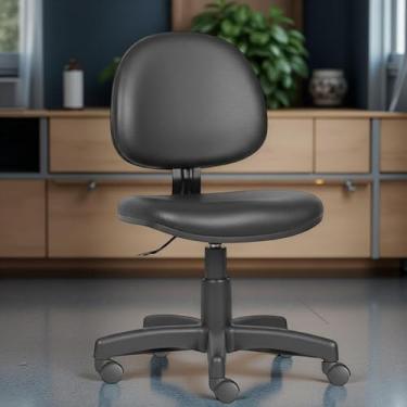 Imagem de Cadeira para Escritório Executiva Giratória Courvin Preto, Ergonômica, Sem Braço, Altura Ajustável e Rodízios PU Antirriscos - Home Gourmet