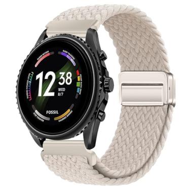 Imagem de LeyuBand Pacote com 2 pulseiras de nylon trançado compatíveis com Fossil Gen 6/5E 44 mm/Gen 5 LTE/Garrett/Carlyle/Julianna Smartwatch feminino, pulseira de nylon macio e respirável de substituição