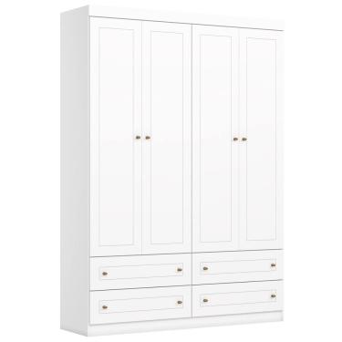 Imagem de Guarda Roupa Infantil 4 Portas 159 Cm Americano Branco Henn