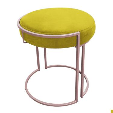 Imagem de Kit 02 Puff Love Suede Base Rosê Amarelo