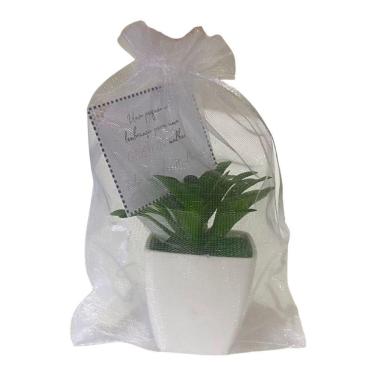 Imagem de Mini Vasos Suculentas Artificiais Saquinho Organza