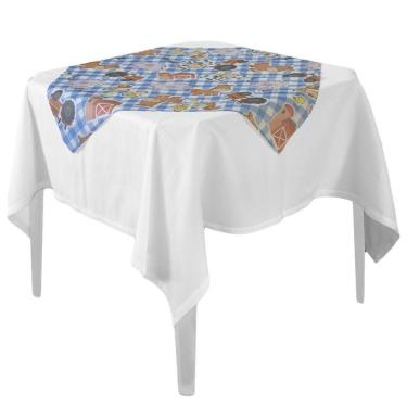 Imagem de Toalha De Mesa Fazendinha Azul Tnt 70cm X 70cm - 5 Unidades