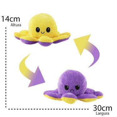 Imagem de Polvo Reversível Humor Grande Tiktok Pelúcia Amarelo/Lilás