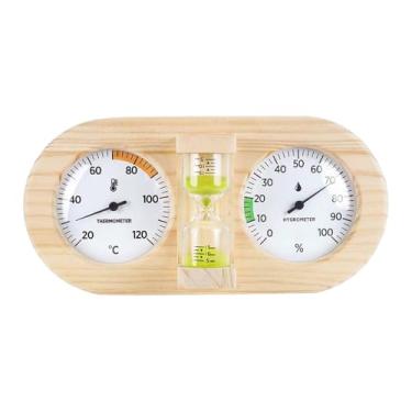 Imagem de MotiveTech Termômetro e higrômetro para sauna, ampulheta, medidor de temperatura e umidade, higrotermógrafo 3 em 1 para banheiro, chuveiro, hotel, quarto casa, Verde