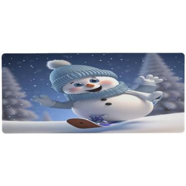 Imagem de Wassud Lindo mouse pad de snowboard para jogos com base de borracha antiderrapante, mouse pad longo com borda costurada, impermeável grande almofada de mesa para escritório, casa, 80 x 30 cm