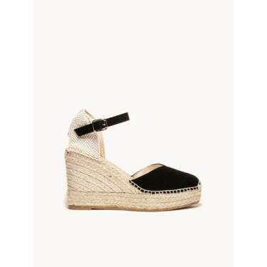 Imagem de Sandália Anabela Alta Jara Camurça Preto - Alhamas, Preto, 36