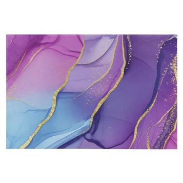 Imagem de CEBUGI Tapete de área 60 x 90 cm, macio, lavável, antiderrapante, com suporte de borracha, estampa de mármore roxo, para sala de estar, quarto, decoração de casa