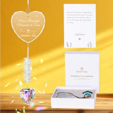 Imagem de Presentes de noivado para casais, apanhador de sol de cristal para recém-noivos, enfeite de presente de cristal pendurado, decorações de parabéns para amigos recém-noivos 2026