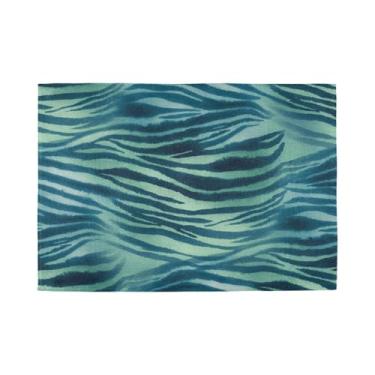 Imagem de Burbuja Jogo americano conjunto de 6, tapetes de mesa antiderrapantes e laváveis com pele de zebra azul e verde, resistente ao calor para cozinha, mesa de jantar, ambientes internos e externos