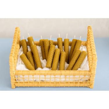 Imagem de Conjunto de 20 velas 100% naturais de cera de abelha 10x2cm - Velas decorativas, velas perfumadas, conjunto para presente (20 velas)