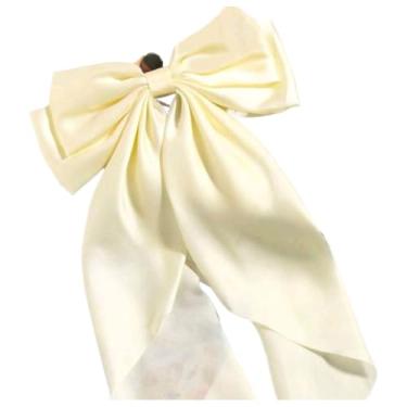 Imagem de Grampo De Cabelo Grande E Elegante Com Um Luxuoso LaçO De Fita De Cetim(Bege Claro)