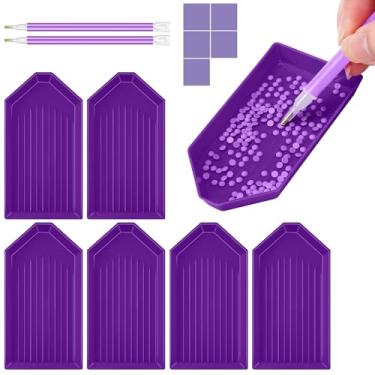 Imagem de 13 peças de ferramentas de pintura de arte de diamante e kits de acessórios, com 6 bandejas de arte de diamante, 5 argilas de cola, 2 canetas de pintura de diamante