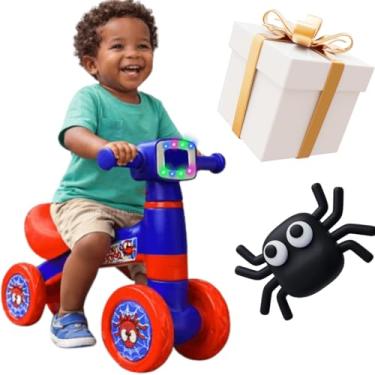 Imagem de Bicicleta De Equilíbrio Com Luzes led rgb Som Motoca Infantil Sem peadais Bebês 18 Meses presente natal Estímulo à Coordenação Motora aprender a andar equilibrar (Spider)