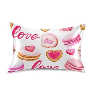 Imagem de Lindas fronhas de cetim rosa vermelho bolo engraçado refrescante king queen fronha personalizada presentes modernos roupa de cama tamanho queen 76.2 cm x 50.8 cm