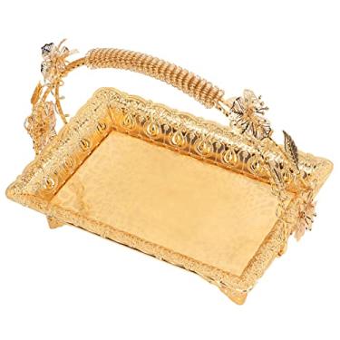 Imagem de Naroote Bandeja Decorativa de Metal Artesanal Requintado para Aperitivos de chá e Vinho, Prato de Servir de Ferro Estilo Vintage, Presente para Amigos 11,8 X 8,1 pol.